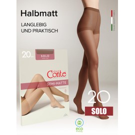 Conte elegant 2 Pack Durable Women's Tights Semi-Matte - Solo 20 Denier - Women's Fine Tights with Marked Panties Part - Plain, mocha