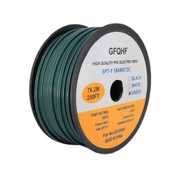 GFQHF 250FT SPT-1 Green Electrical Wire,UL Listed 18/2 Zip Cord Wire 18 Gauge Wire,Work with SPT-1 Vampire Plug