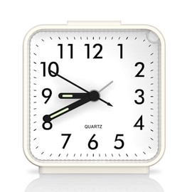 Relojes Despertadores Analógicos, Reloj de Mesa Sin Tictac con Manecilla Luminosa y Pantalla Grande, Reloj Despertador Silencioso a Pilas para Mesita de Noche con Función de Luz Nocturna y