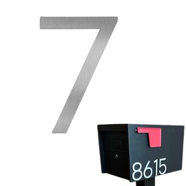 Adoorn 4 Inch Mailbox Numbers - Number 7, Silver Color, Each Sold Individually, Premium Metal Self Stick Address Numbers, Weatherproof Mailbox Numbers for Outside