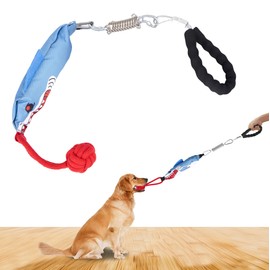 Dog tug of war Toy with Handle,Interactive Dog Toys with Squeak for Aggressive chewers, Durable Bungee Cord Toy with chew Ball