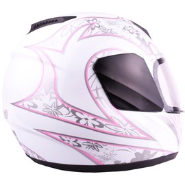 Typhoon Helmets Youth Kids Full Face Snowmobile Helmet DOT Dual Lens Snow - White Pink Butterfly (Medium)