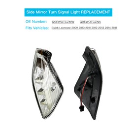LAUBDGIE Passenger Right Side LED Rearview Mirror Turn Signal Lamp Compatible with Buick Lacrosse 2009-2015 20760212 Q0EWOTCZNA