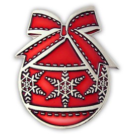 PinMart's Christmas Red Ornament Holiday Lapel Pin