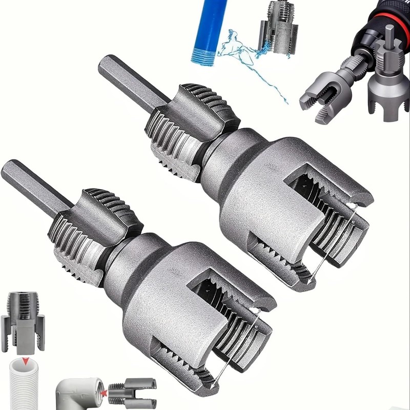 QinZiEn 2pc Pipe Threading Tool, Pipe Thread Cutting Tool,Integrated Internal
