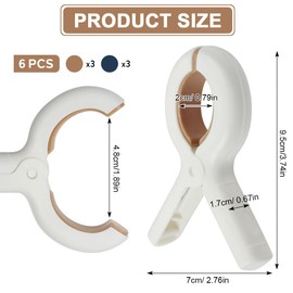 SWKJ 6 PCS Beach Towel Clips for Sun Loungers, Large Beach Towel Pegs, Non-Slip Sunbed Towel Clips, Strong Grip Clothes Pegs for Sun Loungers, Laundry, Beach, Pool Chairs, Sunbeds