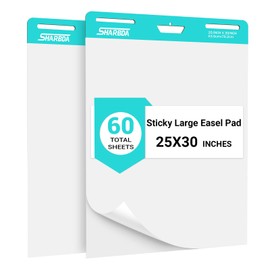 SHARBDA Sticky Easel Pad, 25 in x 30 in,Flip Chart Paper,Sticky Chart Paper for Teachers, Large Self-Stick Easel Paper,Super Sticky & Bleed-Resistant,30 Sheets/Pad,2 Pads