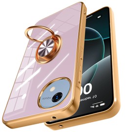 AQUOS Wish 4 Case SH-52E Case with Ring Shock Resistant Strap Hole Plating US Military MIL Standard Transparent Shock Absorption Stand Function Stylish TPU Car Holder Compatible Aquos Wish 4 Cover