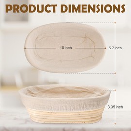 2Pcs Cesta de Fermentación de Pan, Cuencos Ovalados de 10 Pulgadas para Fermentación de Masa con Revestimiento, Perfectos para Hornear Pan de Masa Madre de Manera Profesional y Casera