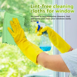 HOMEXCEL Microfiber Glass Cleaning Cloths-6PK, 16"x14" Lint Free Window Cleaning Cloth, Glasses, Mirrors, Screens, Stainless Steel, Premium Magic Cleaning Cloth for Glass and Window Cleaner