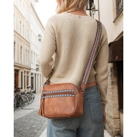 FADEON Crossbody Bags for Women Designer Vegan Leather Crossbody Purse Multi-pocket Medium Shoulder Bag with Card Slots