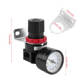 Air Pressure Regulator, G1/4 Pneumatic Regulator Adjustable Air Pressure Compressor Control Valve Gauge G1/4" Air Control Compressor Pressure Gauge Regulator Relief Valve with Bracket