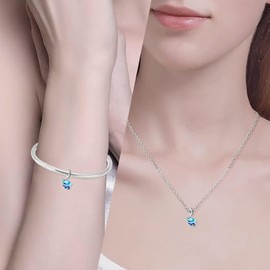 NUNUYAYA Charms Beads 925 Sterling Silver Elephant Charm Duo Dangle Pendant with 5A Cubic fits for Charms Bracelets for Woman Mother's Day Christmas Birthday Gift of packs 2