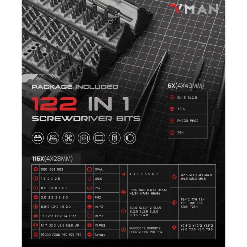 VMAN 128 in 1 Electronics Precision Screwdriver Set, Professional Magnetic