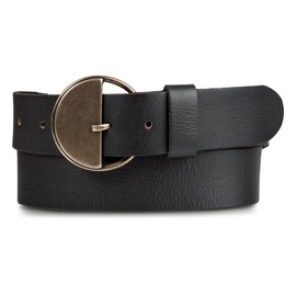 Lucky Brand Women's Leather Bold Fashion Statement Belts, Statement Buckle - Black, M (28-30")