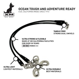 XM | Wag More Dog Leash Double Dog Splitter for Wag More Premium Dog Leashes, Walk Two Dogs Simultaneously, Flexible XM Powercord, Compatible Accessory Add-On, Black