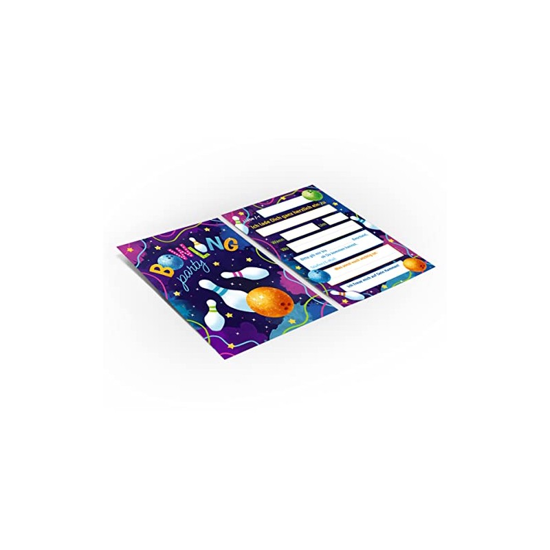 12 Invitation Cards for Children's Birthday Bowling Bowling Party Invitations