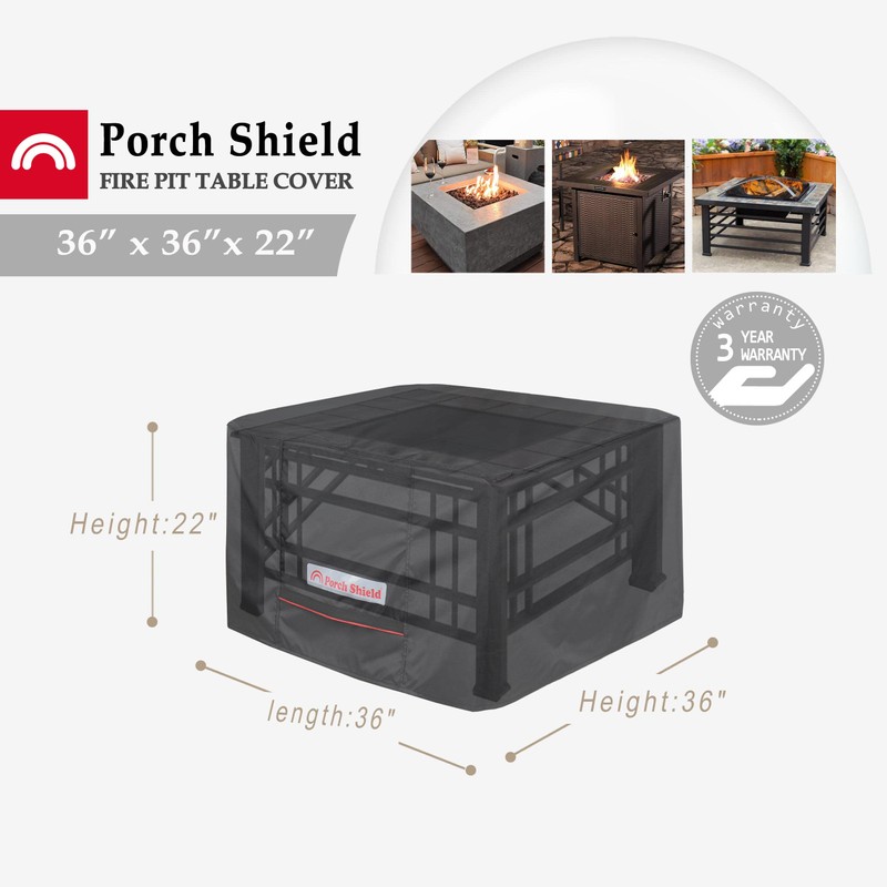 Porch Shield Square Patio Fire Pit Cover Fade Resistant Waterproof