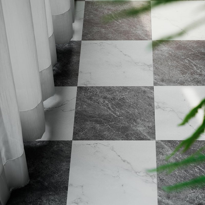 auxua Peel and Stick Floor Tile, Marble Pattern Continuous Vinyl