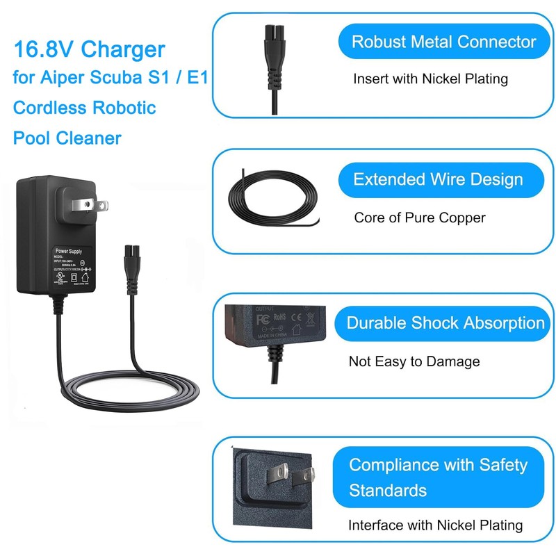 Power Supply Charger for Aiper Scuba S1 Cordless Robotic Pool