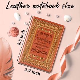 JOHSBYD Coworker Leaving Gifts Leather Notebook,Brown A5 Lined Leather Journal Notebook,200 Pages 100 Gsm Thick Ruled Paper Daily Diary for Colleague Friends Boss Farewell Gifts (Brown)