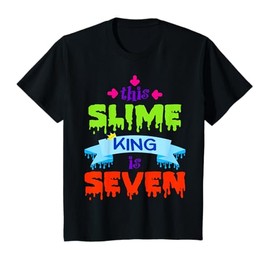 Kids 7th Birthday Slime King Shirt 7 Year Old Boys Party Gift T-Shirt