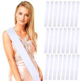 cobee Blank White Satin Sashes, 25Pcs Plain Sash for Pageants Sublimation Bachelorette Birthday Party Homecoming DIY Accessory 63x3.74in