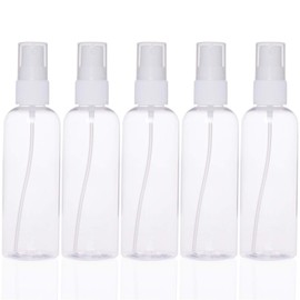 Clear Spray Bottles 3.4oz/100ml 5-Pack Empty Fine Mist Portable Mini Travel Set, for Essential Oils Small Refillable Liquid Cosmetic Containers