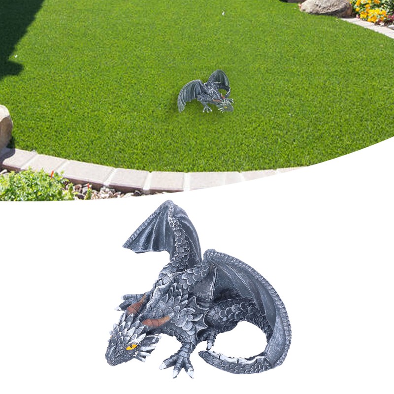 Big Squatting Dragon Sculpture Resin Gardening Ornaments for Home Outdoor