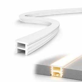 Silicone LED Channel 16.4FT, Flexible Neon Tube Light Cover for LED Strips up to 10mm Wide, Milky White LED Strip Diffuser Channel, DIY Spotless Light Cover for Cabinet Lighting, No Strip Included