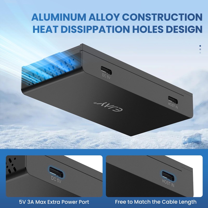 EJAY 10Gbps Magnetic USB-C Hub, 4-Port USB 3.2 Gen2 Data
