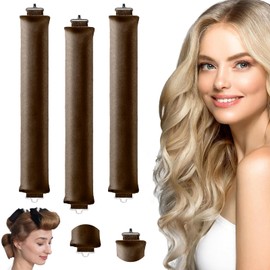 Heatless Curls Band, Pack of 3, Overnight Blowout Curls Without Heat, DIY Overnight Curls, Rubber, Heat Free Curls Overnight for Medium Long Hair (Brown)