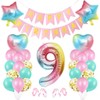 RKMYTR Rainbow Number Balloons,9th Iridescent Party Decorations for Birthday,Confetti and