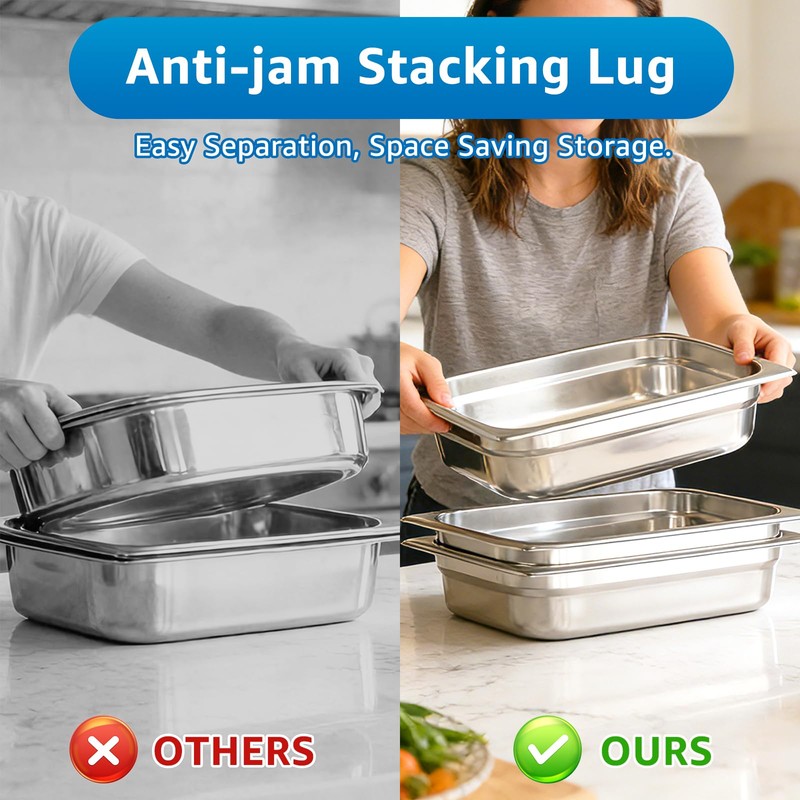 1/2 Half Size Hotel Pans with Lids | 4" Deep