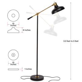 Brightech Wyatt 60 in. Classic Black Industrial 1-Light Height Adjustable LED Floor Lamp with Black Metal Bowl Shade FL-WYT-BLK