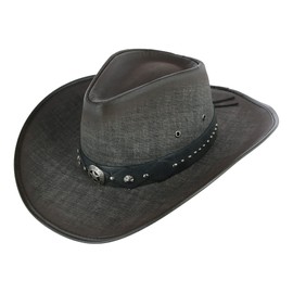Kenny K Men's Grey UPF 50+ Western Hat with Vegan Leather Band, Large, Grey