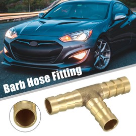 sourcing map 3/8" 10mm Brass Barb Hose Fitting Tee T 3 Way Barbed Pipe Connector