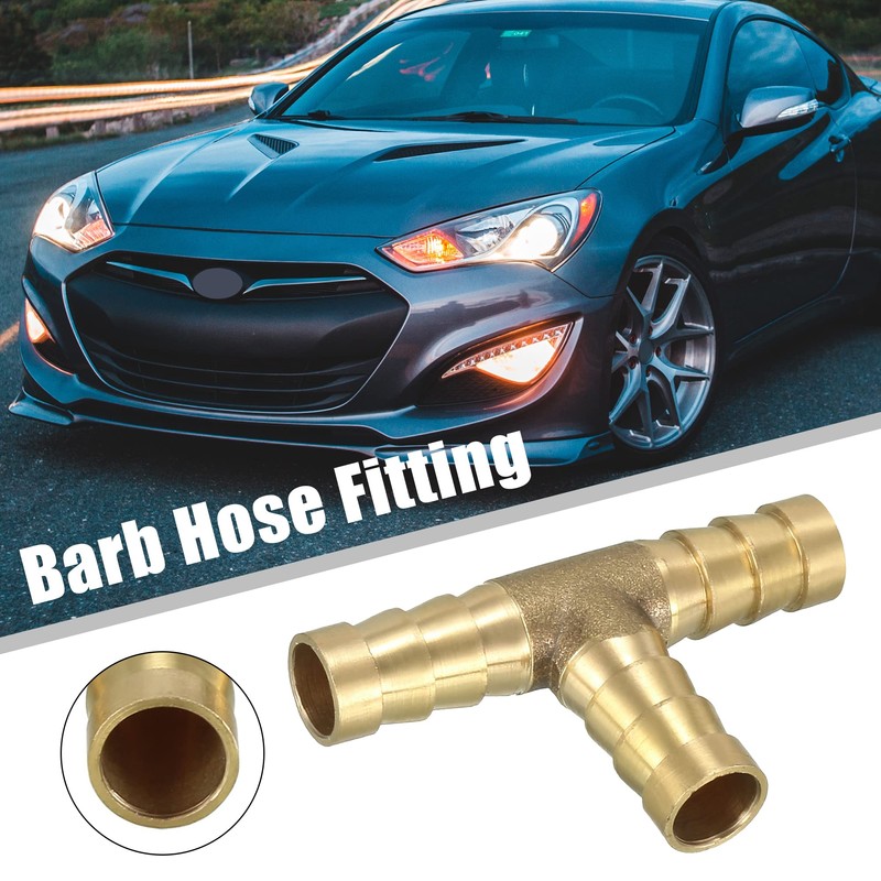 sourcing map 3/8" 10mm Brass Barb Hose Fitting Tee T