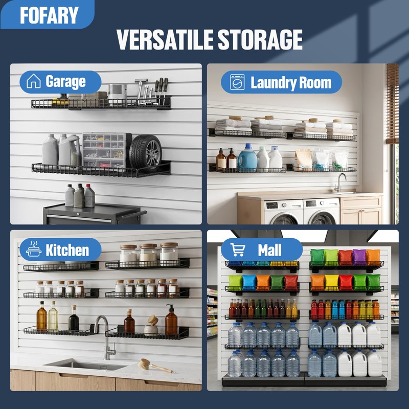 FOFARY 4 Pack Slatwall Shelves 24X12 Inch, Slatwall Accessories Heavy