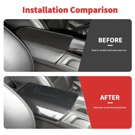 SQQP Center Console Cover Armrest Box Trim Waterproof Protector Fit for 2010-2015 Chevy Camaro(Carbon Fiber)