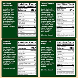 Lentiful Instant Lentil Cups 4 Flavor Variety Pack - 8 Count | Mexican Green Chile, French Mirepoix, Homestyle Chili, Thai Coconut Curry | 12g Protein, 6-7g Fiber, Vegan, Gluten-Free | Ready in Minutes