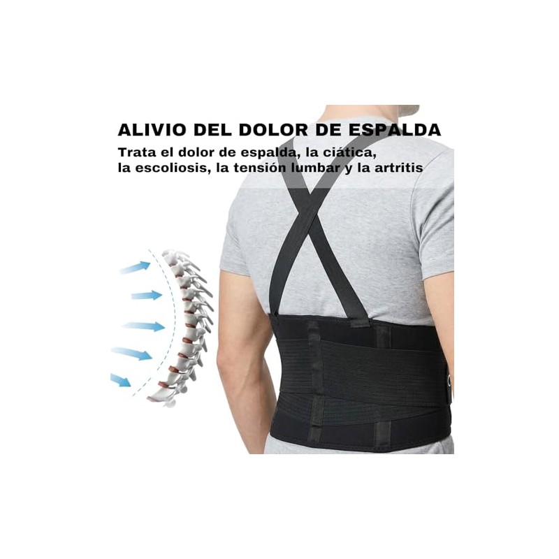 Soporte Lumbar para Hombres y Mujeres, Faja Lumbar Ajustable (M)
