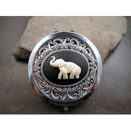 Handmade Elephant Cameo Compact Mirror