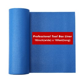CASOMAN Professional Grade High Grip Tool Box Liner, Drawer Liner, and Shelf Liner, Blue, 16 inch (Wide) x 16 feet (Long), Adjustable Thick Cabinet Liners