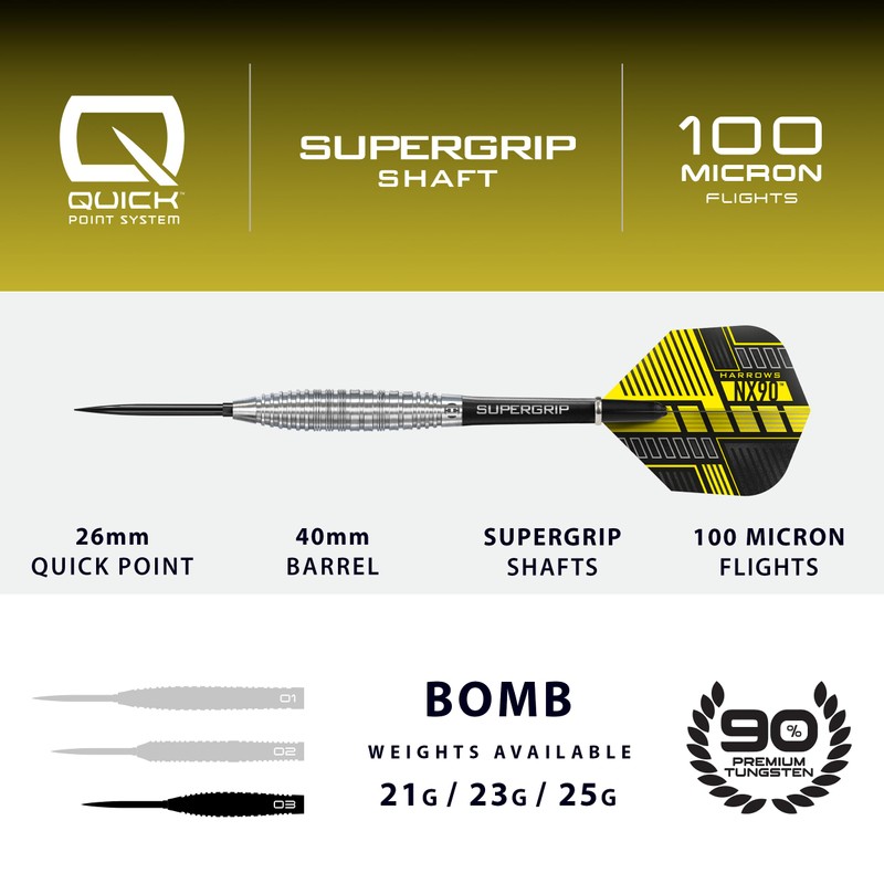 Harrows NX90 Bomb Shape Darts Set (23G Quick Point) I