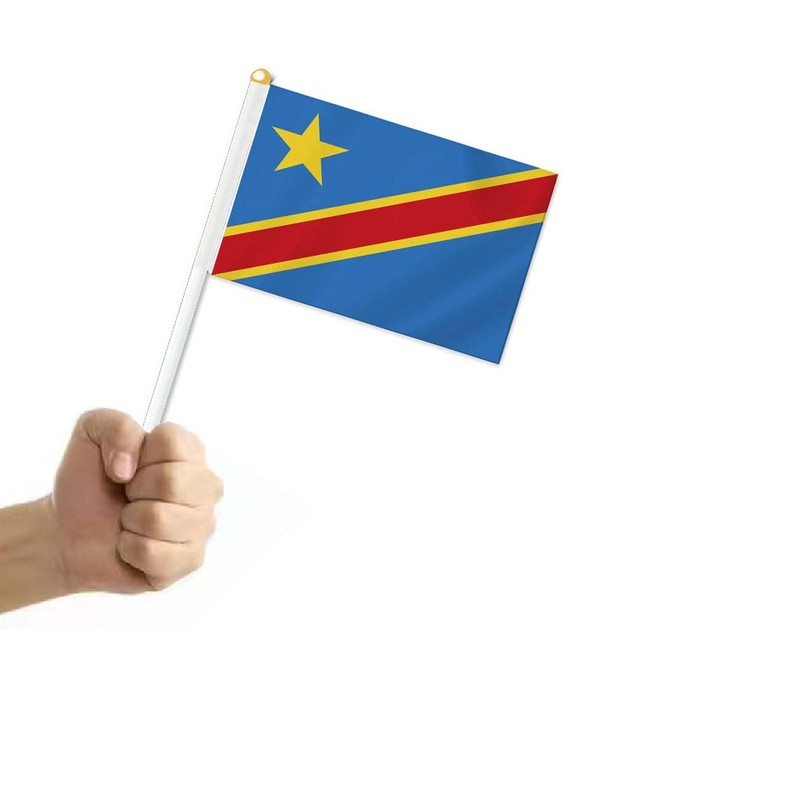 10 PCS Congo Handheld Small Flag, Democratic Republic of Congo