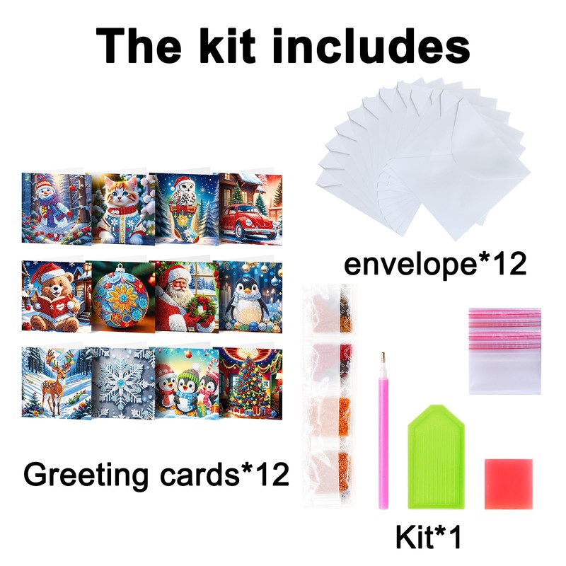 ycyingcheng 5D Christmas Greeting Cards, DIY Special Shaped Diamond Painting