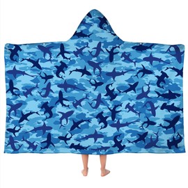 gdhiybf Shark Hooded Towels for Kids 30" x 50" Soft Absorbent Toddler Beach Towel for Swim Pool Wearable Bath Poncho Wrap for Boys Toddlers Children 3-12 Years