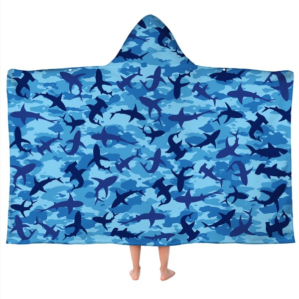 gdhiybf Shark Hooded Towels for Kids 30" x 50" Soft