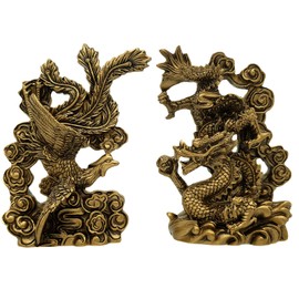 Betterdecor Feng Shui Chinese Dragon and Phoenix Statue Fgurine Decoration for Family Harmony,Love,Marriage Prosperity and Protection